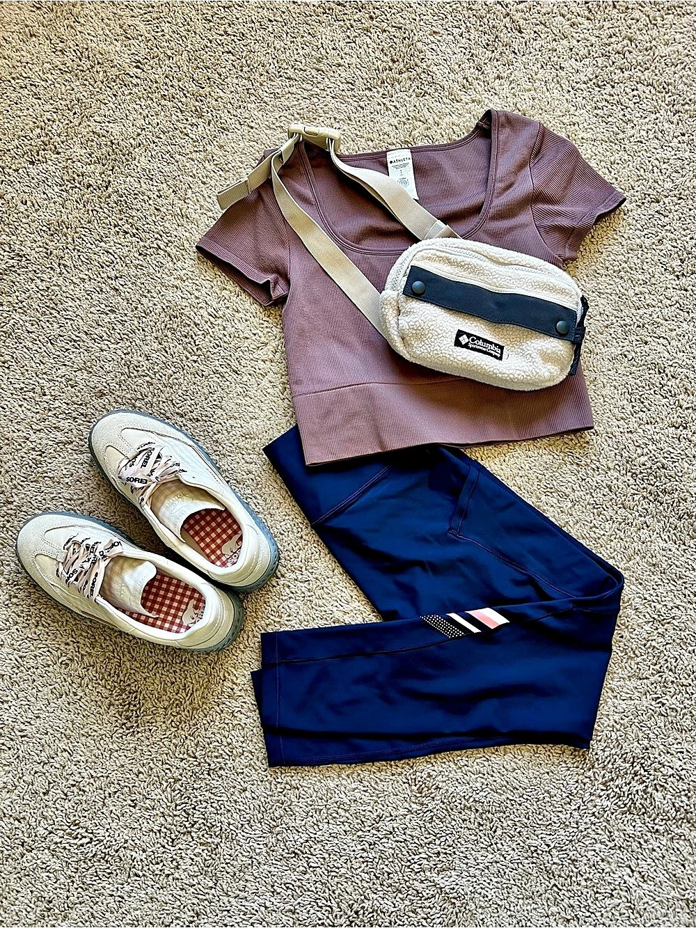 Athleta Signature Rib Crop Tee Short Sleeve Purple Small